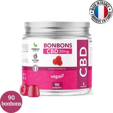 Bonbons CBD 30mg framboise 0% THC – HEXA3