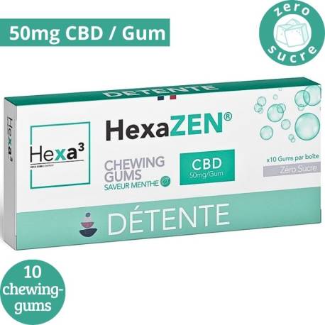 Chewing-gum CBD 50mg menthe, 0% THC, CBD puissant