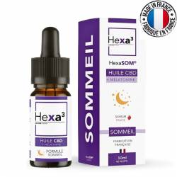 Huile CBD Sommeil 20%, arôme naturel Fraise + Mélatonine, Hexa3
